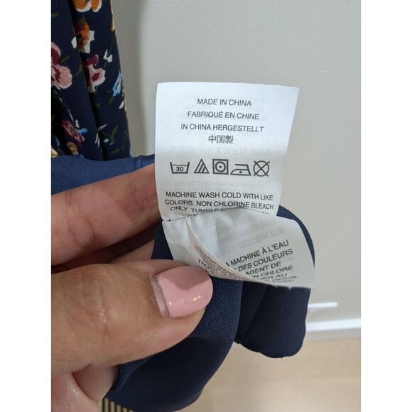 J Crew Mercantile Ruched Waist Dress In Vintage Floral Lined Navy Sz 8 J4272 - Picture 7 of 15